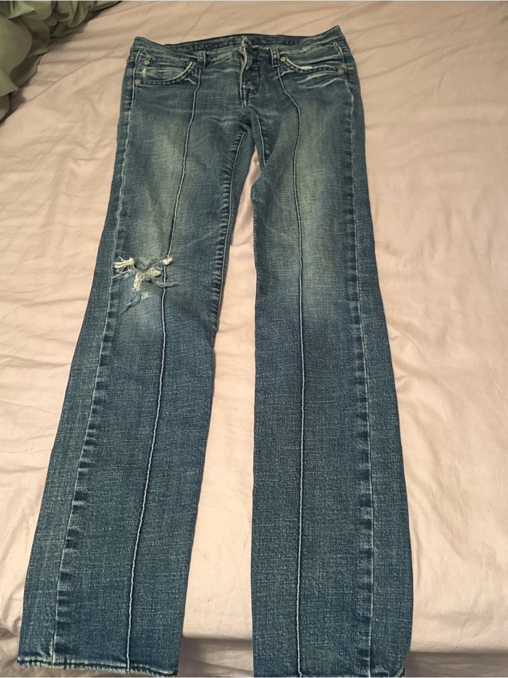 BCBGMaxAzria Blue Straight-Leg Jeans with Front Seam